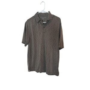 Age Of Wisdom Polo Shirt Mens Large Brown Short Sleeve Tagless Jersey Casual